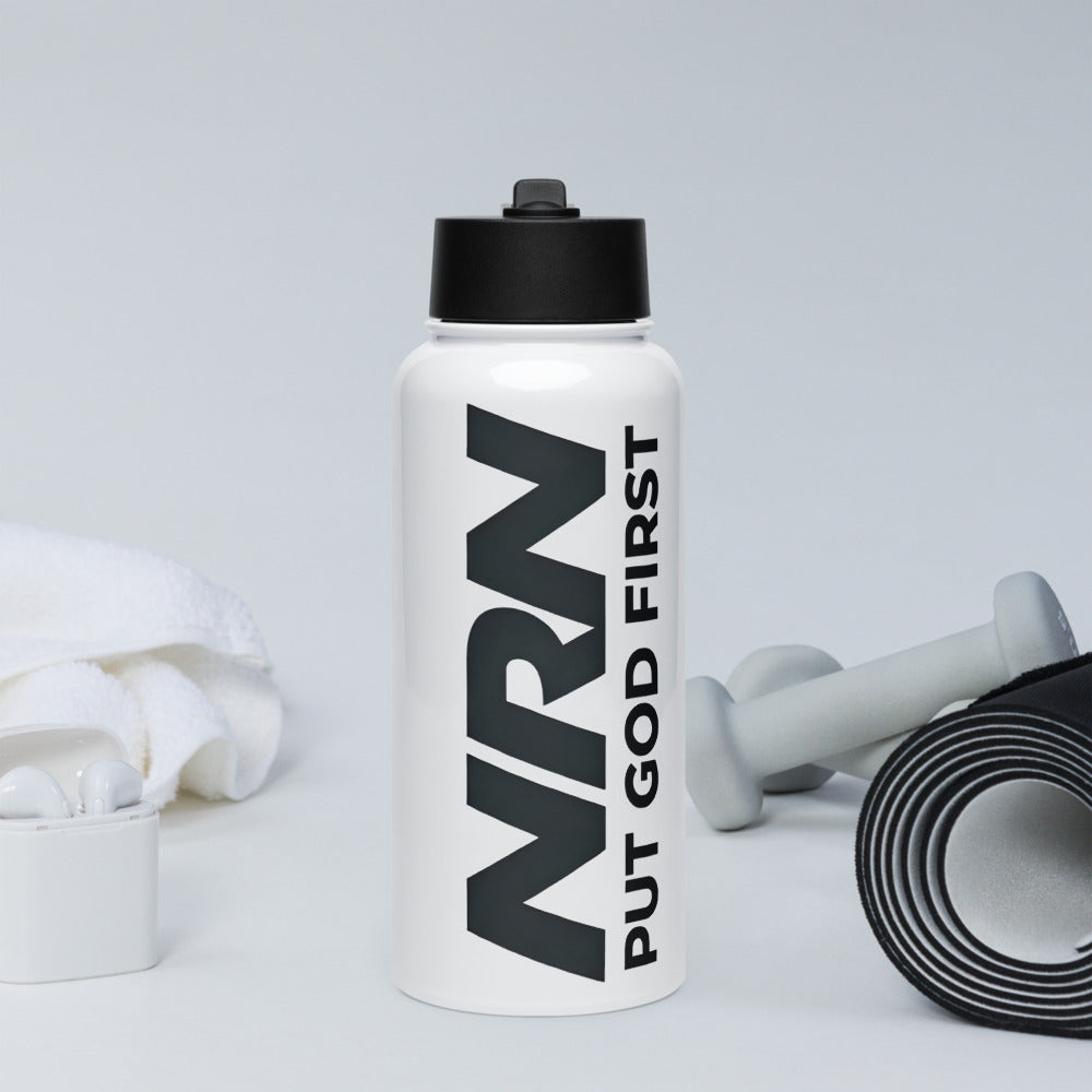 NRN Put God First Stainless steel water bottle with a straw lid