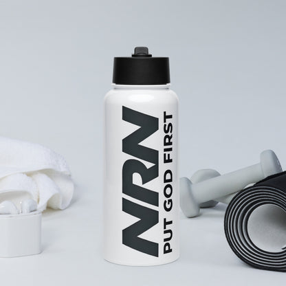 NRN Put God First Stainless steel water bottle with a straw lid