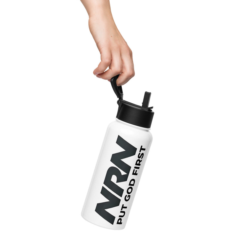 NRN Put God First Stainless steel water bottle with a straw lid