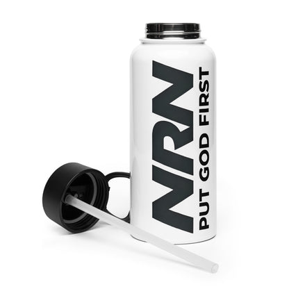 NRN Put God First Stainless steel water bottle with a straw lid